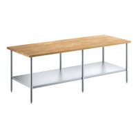 Regency 36" x 96" Wood Top Work Table with Galvanized Base and Adjustable Undershelf