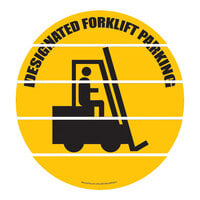 Superior Mark 17 1/2" Yellow / Black "Designated Forklift Parking" Safety Floor Sign
