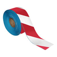 Superior Mark 4" x 100' Red / White Striped Safety Floor Tape