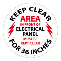 Superior Mark 17 1/2" Red / Black Vinyl "Electrical Panel Keep Clear for 36 Inches" Safety Floor Sign