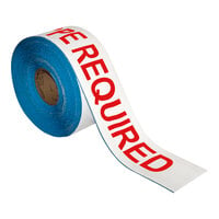 Superior Mark 4" x 100' White / Red "PPE Required" Safety Floor Tape