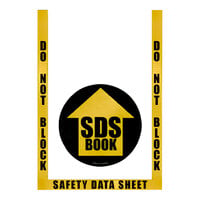 Superior Mark 24" x 36" Yellow / Black Rubber "Do Not Block SDS Book" Safety Floor Sign Kit