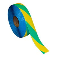 Superior Mark 2" x 100' Green / Yellow Striped Safety Floor Tape