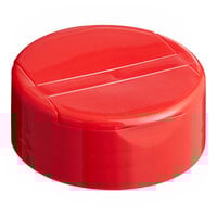 48/485 Red Dual Flapper Heat Induction-Lined Spice Lid with 3 Holes - 1,300/Case