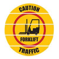 Superior Mark 17 1/2" Yellow / Black "Caution Forklift Traffic" Safety Floor Sign