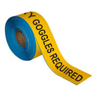 Superior Mark 4" x 100' Yellow / Black "Safety Goggles Required" Safety Floor Tape