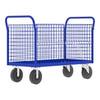 Valley Craft 48" x 24" x 37" Blue 4-Sided Platform Cage Cart F80126VCBL - 1600 lb. Capacity