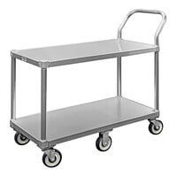 New Age 48" x 19" x 41 1/2" 2-Shelf Aluminum Utility Cart with Solid Shelves and Handle 1490