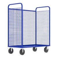 Valley Craft 57" x 30" x 68" Blue 3-Sided Stock Picking Cage Cart F89256VCBL - 1600 lb. Capacity