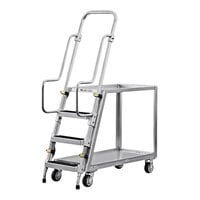 New Age Aluminum Stock Picking Cart with Ladder and 2 Lipped Shelves 50060