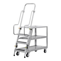 New Age Aluminum Stock Picking Cart with Ladder and 3 Lipped Shelves 50061