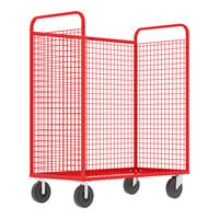 Valley Craft 57" x 30" x 68" Red 3-Sided Stock Picking Cage Cart F89256VCRD - 1600 lb. Capacity