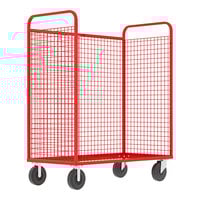 Valley Craft 57" x 30" x 68" Red 3-Sided Stock Picking Cage Cart F89256VCRD - 1600 lb. Capacity