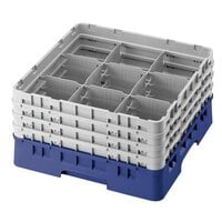 Cambro 9S638168 Blue Camrack Customizable 9 Compartment 6 7/8 inch Glass Rack
