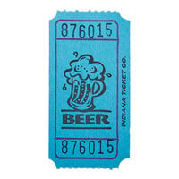 Blue 1-Part "Beer" Raffle Ticket - 1000/Roll