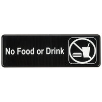 No Food Or Drink Sign - Black and White, 9" x 3"