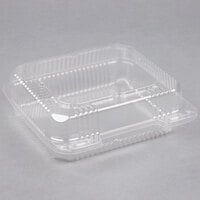 Durable Packaging PXT-880 Duralock 8 inch x 8 inch x 3 inch Clear Hinged Lid Plastic Container - 250/Case