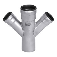 Josam JF-1544 4" x 2" Stainless Steel 45 Degree Double Wye Fitting for Push-Fit Pipes
