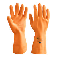 Lavex 12" Orange 28 Mil Neoprene / Latex Gloves with Flock Lining - Pair - 12/Pack