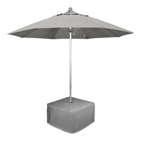 California Umbrella 9' Round Sunbrella Granite Push Lift Umbrella with Base and Seat Cushion