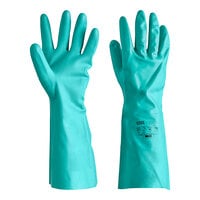 Lavex 13" Green 15 Mil Nitrile Gloves with Flock Lining - Pair - 12/Pack