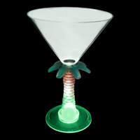 10 oz. Plastic Palm Tree Stem Martini Cup with LED Light - 48/Case