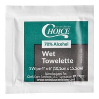 Choice 4 inch x 6 inch 70% Alcohol Antiseptic Moist Towelette / Wet Nap - 1000/Case