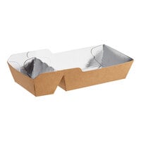 Carnival King 1 lb. Medium Two-Compartment Foiled Paper Food Tray 6 1/2" x 2 3/4" x 1 3/8" - 475/Case