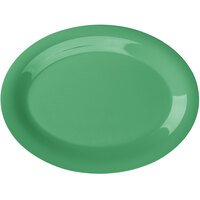GET OP-120-FG Diamond Mardi Gras 12" x 9" Rainforest Green Oval Melamine Platter - 12/Case