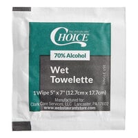 Choice 5" x 7" 70% Alcohol Antiseptic Moist Towelette / Wet Nap - 100/Pack