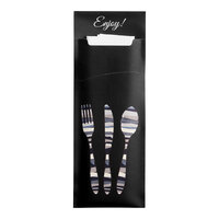 Dinex Black Enjoy Large Paper Cutlery Caddy 16" x 13" - 325/Case