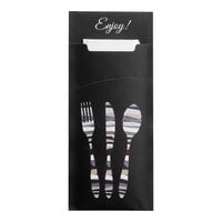 Dinex Black Enjoy Paper Cutlery Caddy 13" x 13" - 520/Case