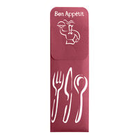 Dinex Burgundy Bon Appetit Paper Cutlery Caddy 16" x 16" - 600/Case