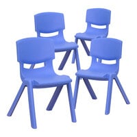Flash Furniture Whitney 12" Blue Plastic Stackable Chair Set - 4/Set
