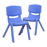 Flash Furniture Whitney 12" Blue Plastic Stackable Chair Set - 2/Set