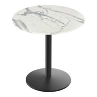 Holland Bar Stool EuroSlim 32" Round White Marble Indoor / Outdoor Table with Round Base