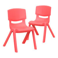 Flash Furniture Whitney 12" Red Plastic Stackable Chair Set - 2/Set