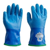 Showa TEMRES 282 10 13/16" Blue Thermal Insulated Polyurethane Rough Grip Glove - Medium - Pair