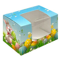 3 5/8" x 2 3/8" x 2 3/8" 1-Piece 1/4 lb. Egg / Bunny Easter Egg Candy Box with Window - 250/Case