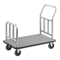 Lancaster Table & Seating 42" x 24" x 35 3/8" Stainless Steel Gray Carpeted Luggage Cart