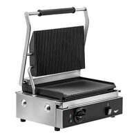 Vollrath PSG4-SG120-C Single Cast Iron Panini Grill with Grooved Plates - 13 1/2" x 9 1/4" Cooking Surface - 120V, 1800W (Canadian Use Only)