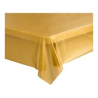 Choice 54 inch x 108 inch Metallic Gold Plastic Table Cover - 12/Case