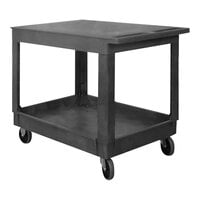 Wesco Industrial Products 25 1/2" x 40 1/4" 500 lb. Black 2-Shelf Plastic Flat Top Service Cart 270493