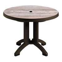 Grosfillex Aquaba 38" Round Ranch Resin Table with Bronze Legs