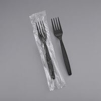 Visions Individually Wrapped Black Heavy Weight Plastic Fork - 1000/Case