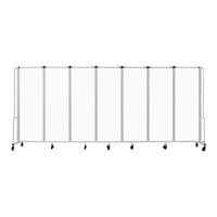 National Public Seating Robo 6' x 13' 8" White Board Mobile Room Divider with 7 Panels and Gray Frame