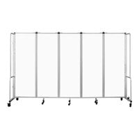 National Public Seating Robo 6' x 9' 10" White Board Mobile Room Divider with 5 Panels and Gray Frame