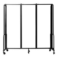 National Public Seating Robo 6' x 6' Frosted Acrylic Mobile Room Divider with 3 Panels and Black Frame