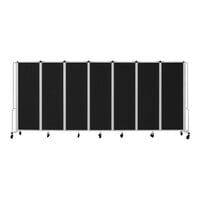 National Public Seating Robo 6' x 13' 8" Black Mobile Room Divider with 7 Panels and Gray Frame