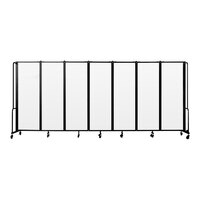 National Public Seating Robo 6' x 13' 8" White Board Mobile Room Divider with 7 Panels and Black Frame